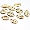 10 shell connectors, shell beads 18x13 mm, Gold