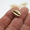 10 shell connectors, shell beads 18x13 mm, Gold