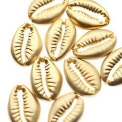 10 shell connectors, shell beads 18x13 mm, Mattgold