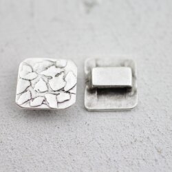 10 Square Sliderbeads 16x16 mm for flat leather, antique silver