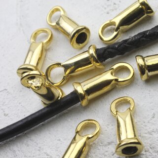 10 Jewelry End Caps 21 x 11 mm (Ø 9 mm), Gold