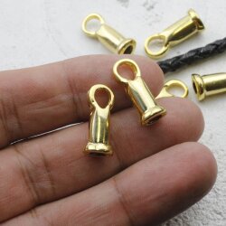 10 Jewelry End Caps 21 x 11 mm (Ø 9 mm), Gold