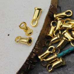10 Jewelry End Caps 21 x 11 mm (Ø 9 mm), Gold
