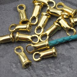 10 Jewelry End Caps 21 x 11 mm (Ø 9 mm), Gold