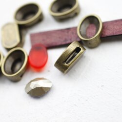 10 pcs. 14*10 mm Cabochons Sliderbeads for 10x2 mm Leather, antique brass