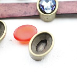 10 pcs. 14*10 mm Cabochons Sliderbeads for 10x2 mm Leather, antique brass