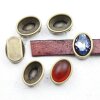 10 pcs. 14*10 mm Cabochons Sliderbeads for 10x2 mm Leather, antique brass