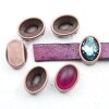 10 pcs. 14*10 mm Cabochons Sliderbeads for 10x2 mm Leather, antique copper