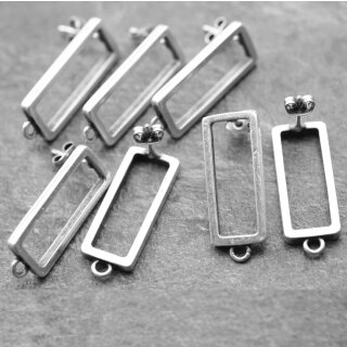 5 Pairs Hollow Rectangle Earrings, Hollow Frame Glue Blank
