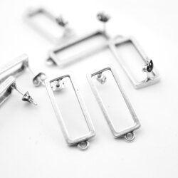 5 Pairs Hollow Rectangle Earrings, Hollow Frame Glue Blank