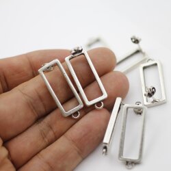 5 Pairs Hollow Rectangle Earrings, Hollow Frame Glue Blank