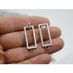 5 Pairs Hollow Rectangle Earrings, Hollow Frame Glue Blank