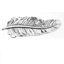 Belt Buckle Feather long, 13x4,6 cm, Antique Silver