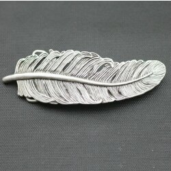 Belt Buckle Feather long, 13x4,6 cm, Antique Silver