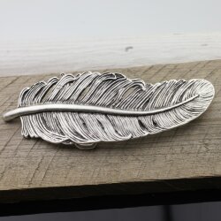 Belt Buckle Feather long, 13x4,6 cm, Antique Silver