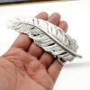 Belt Buckle Feather long, 13x4,6 cm, Antique Silver