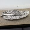 Feder lang Gürtelschnalle, 13x4,6 cm, Altsilber