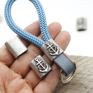 5 Dark Silver Faith Love Hope Slider Beads for Keychain