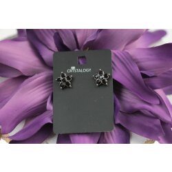 Stylish Stud Earrings Flower, Nature, Jet, Black crystals...
