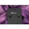 Stylische Ohrstecker Blume, Natur Jet schwarz Glitzer 4 mm