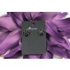 Stylische Ohrstecker Blume, Natur Jet schwarz Glitzer 4 mm