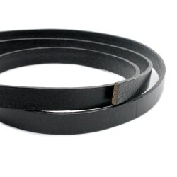 1 m Black flat Leather cord 10 mm wide x 2,5 mm thick