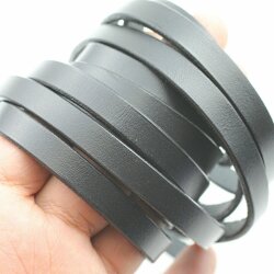 1 m Black flat Leather cord 10 mm wide x 2,5 mm thick