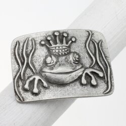 Belt Buckle Frog King, Dark Silver