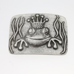 Belt Buckle Frog King, Dark Silver