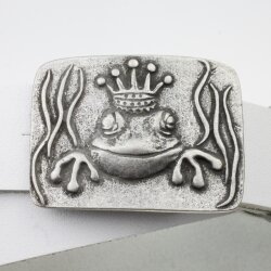 Belt Buckle Frog King, Dark Silver