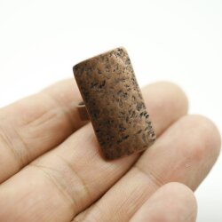 rectangular ring, hammered 1,6x3,1 cm, antique copper