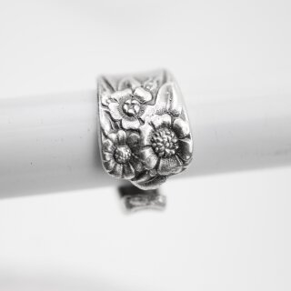 Besteckschmuck Ring, Blumen Ring, Altsilber