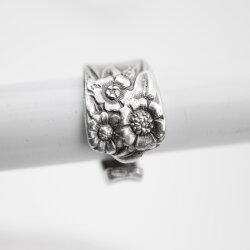 Besteckschmuck Ring, Blumen Ring, Altsilber