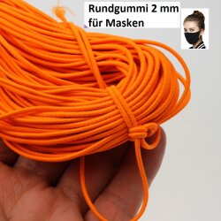 10 m Rundgummi ca.1,8 - 2 mm, neon orange