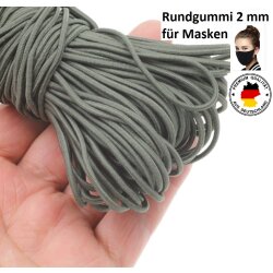 10 m Rundgummi ca.1,8 - 2 mm, dunkelgrün