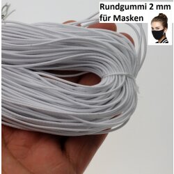 10 m Rundgummi ca.1,8 - 2 mm, weiss