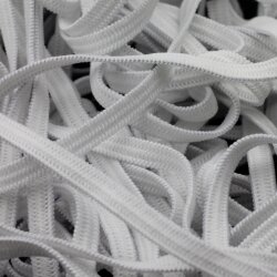 10 m Gummiband Flach 5 mm, weiss