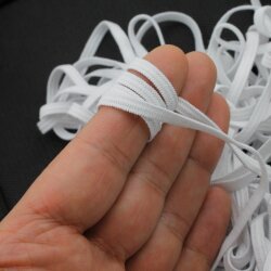 10 m Flat Elastic Cord 5 mm, white