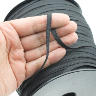 300 m Flat Elastic Cord 6 mm, black