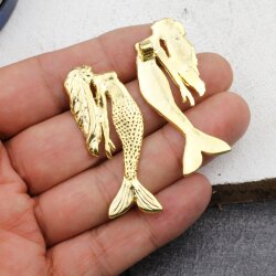 Mermaid, mermaid Pendant 5,9*2,2 cm, Gold