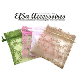 10 embroidered Organza pouch 10x15 cm PINK