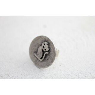 Ser Katzen Ring Miau Statement Tier Natur 925er Sterling Silber beschichtet