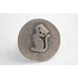 Ser Katzen Ring Miau Statement Tier Natur 925er...