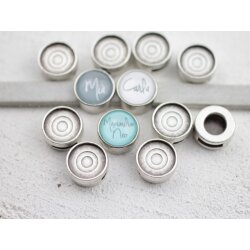 10 Schiebeperlen für 12 mm Cabochons für 8x2 mm Flaches Leder Antik Silber