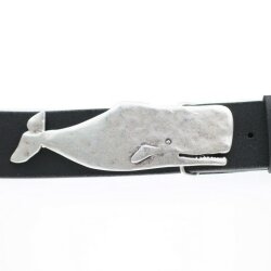 Belt Buckle Whale, Antique Silver