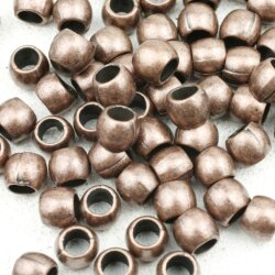 50 Metal Beads 7x5 mm (Ø 4 mm), antique copper