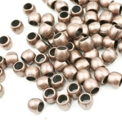 50 Metal Beads 7x5 mm (Ø 4 mm), antique copper