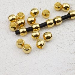 25 Metal Beads 7x5 mm (Ø 4 mm), Gold