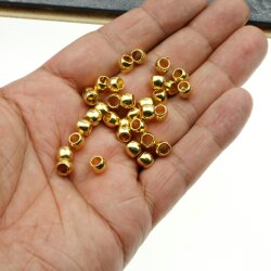 25 Metal Beads 7x5 mm (Ø 4 mm), Gold