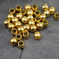 25 Metal Beads 7x5 mm (Ø 4 mm), Gold